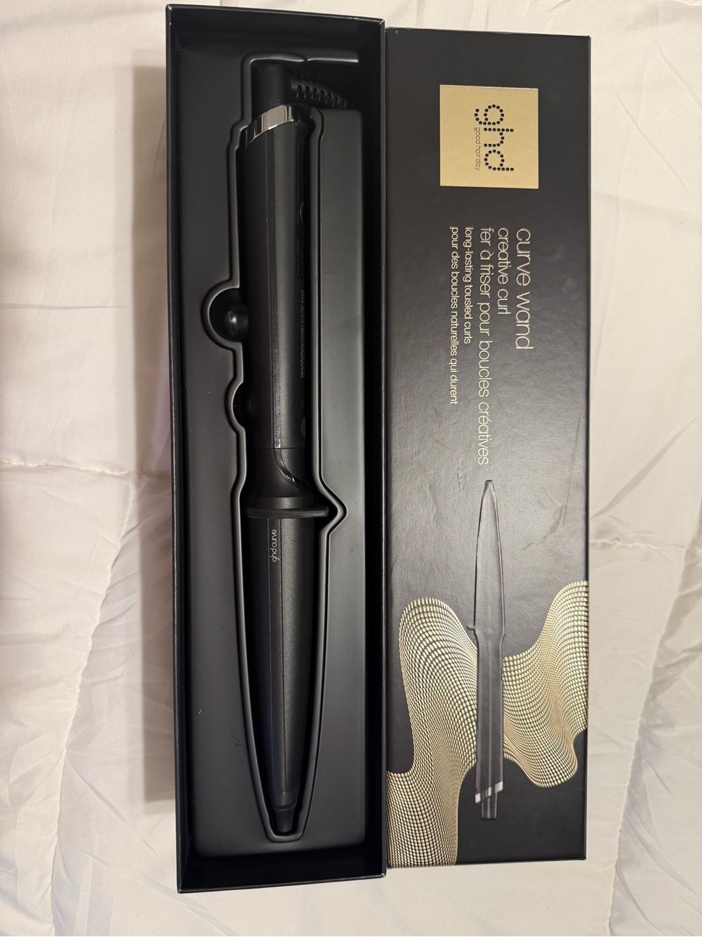 ghd black tapered curling wand